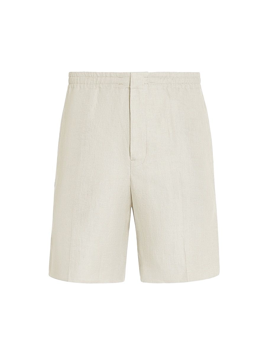 Men's Oasi Lino Bermuda Shorts - Off White - Size 40