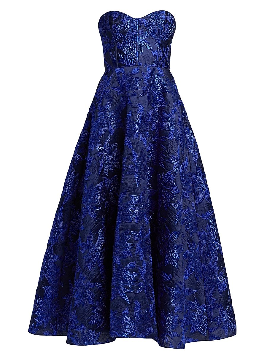 Women's Livia Floral Jacquard Midi-Dress - Lapis - Size XL