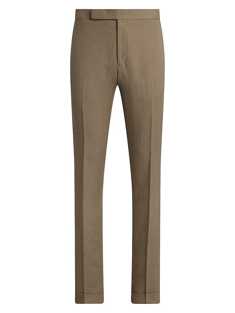 Men's Silk-Linen Slim Trousers - Taupe - Size 42