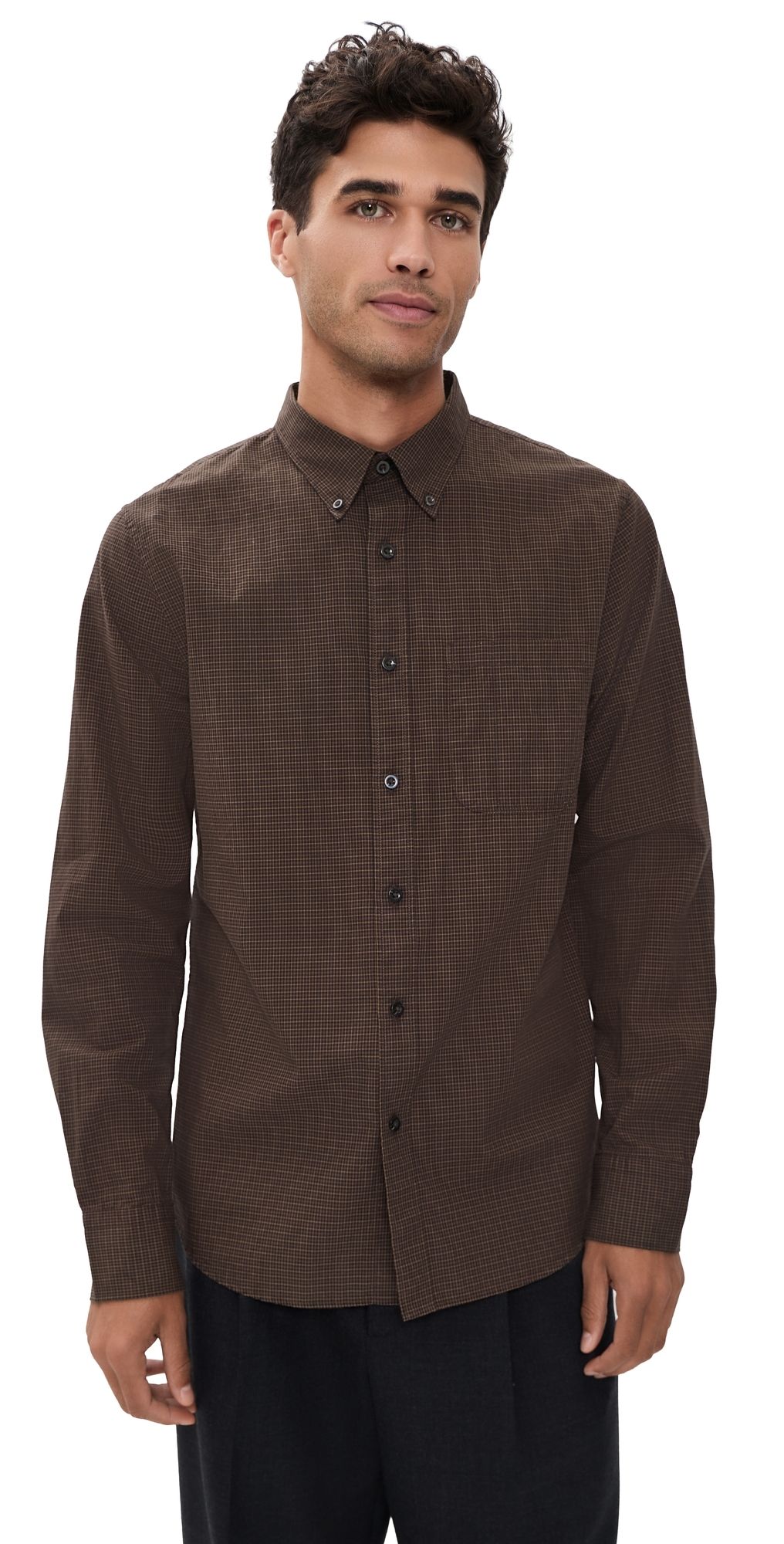Vince Carnes Plaid Button Down Shirt Chocolate Plum Combo M