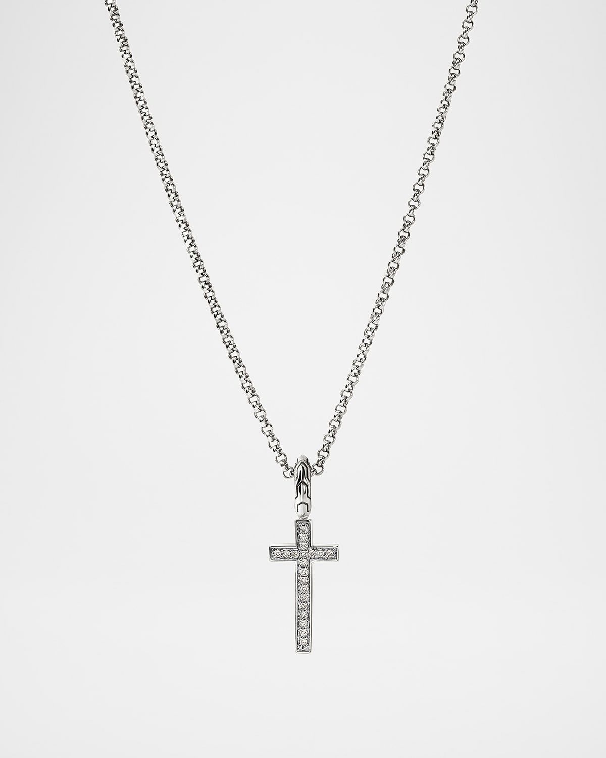 JH Essential Sterling Silver Diamond Cross Necklace, 18"L