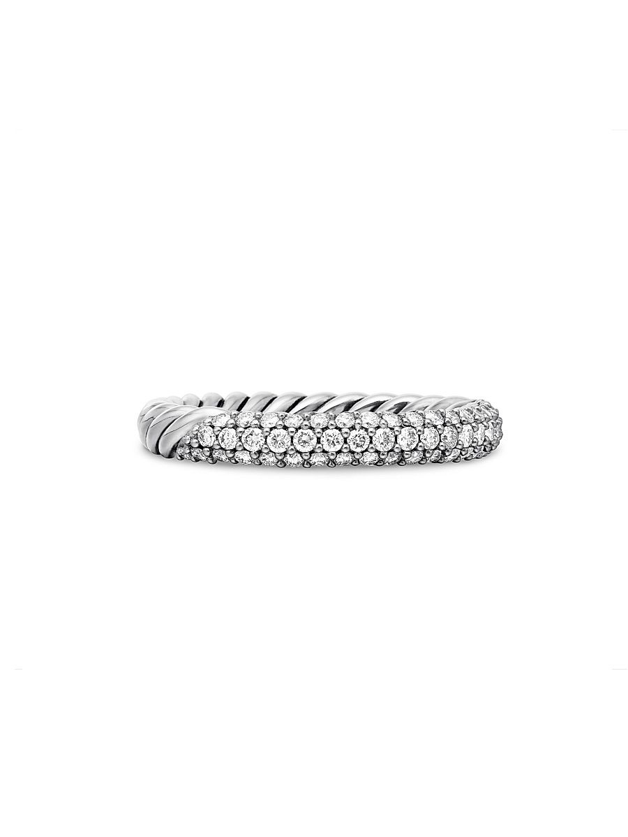Women's Petite Pavé Stack Ring in Sterling Silver - Sterling Silver - Size 9