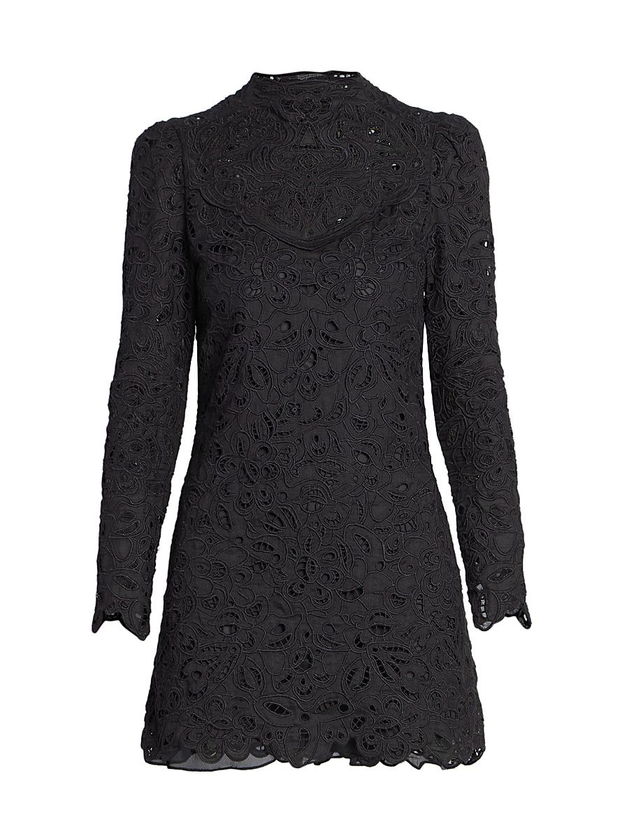 Women's Daphne Embroidered Minidress - Black - Size 12