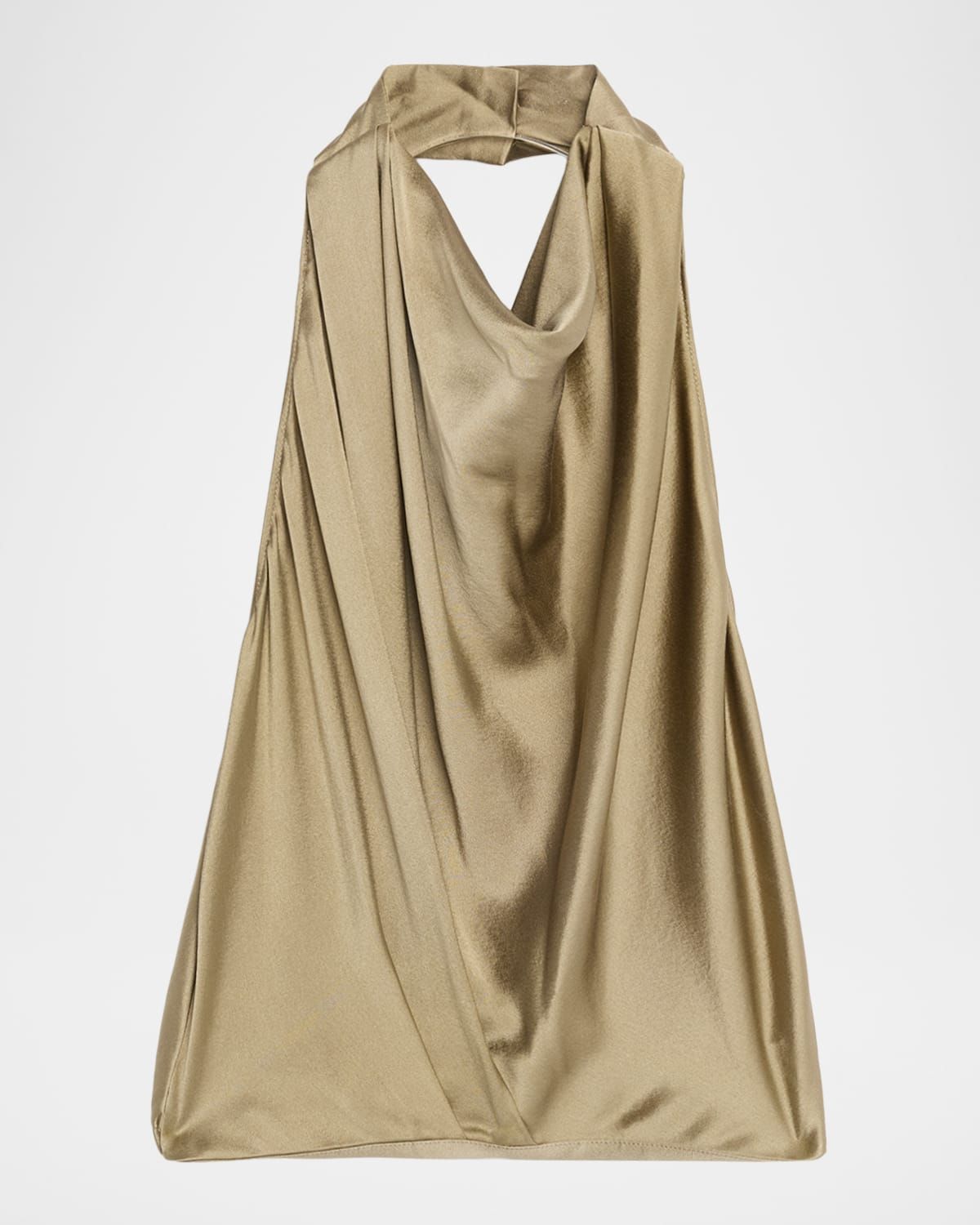 Libbie Silk Cowl-Neck Halter Top