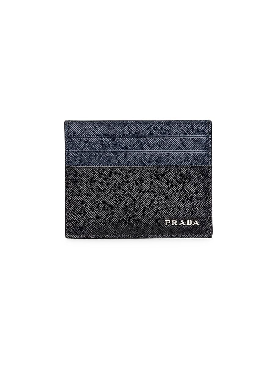 Men's Saffiano Leather Card Holder - Black