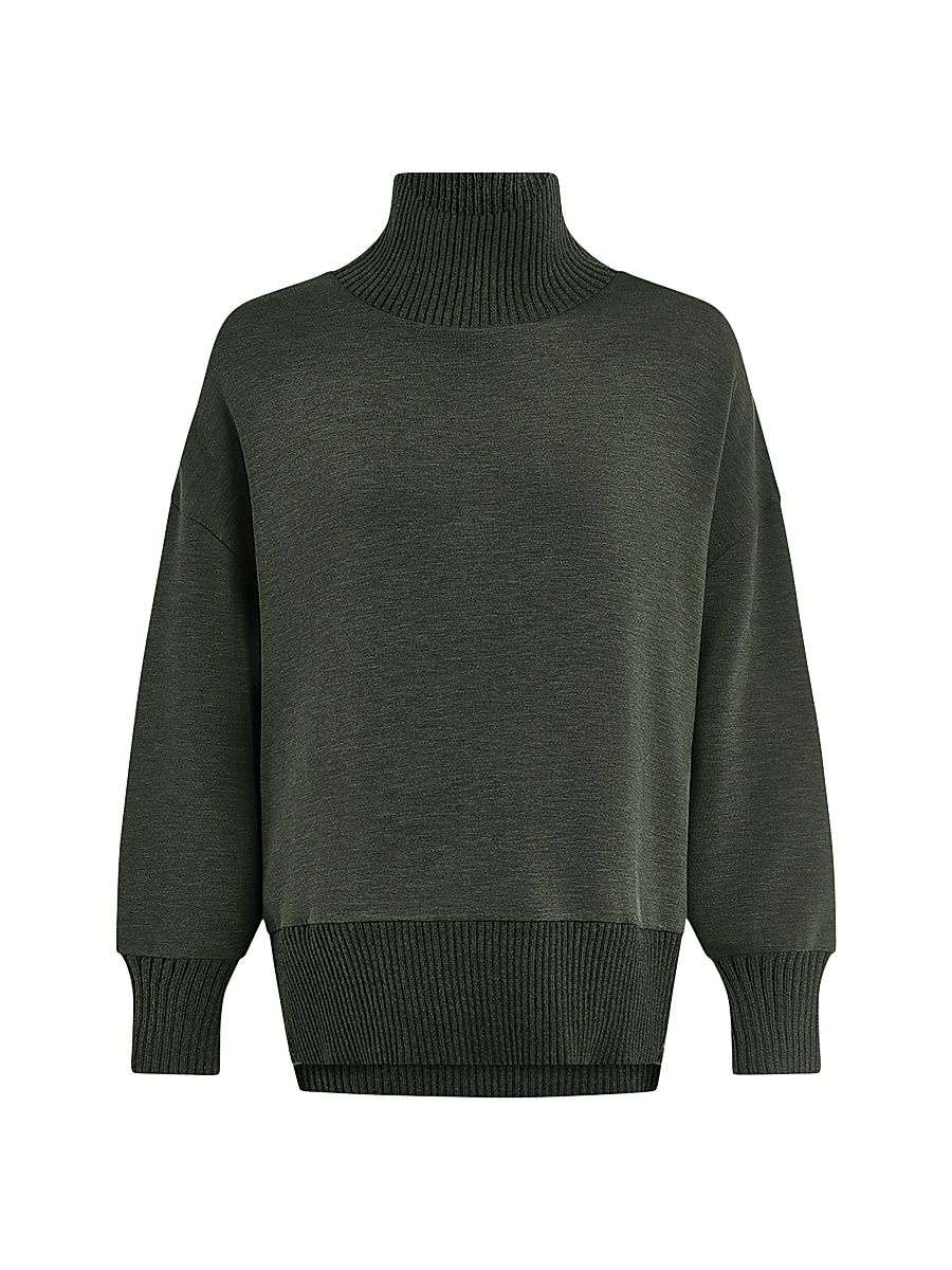 Women's Barker High-Neck Sweater - Olive Marl - Size Medium