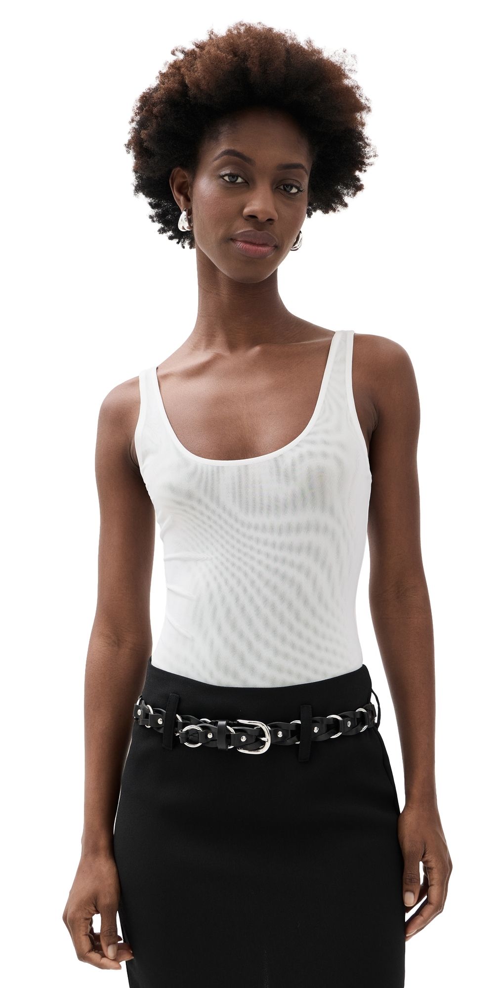L'AGENCE Kalea Scoop Neck Tank Bodysuit White M