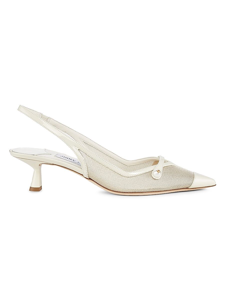 Women's Amita 45MM Metallic Mesh & Patent Leather Slingback Pumps - Latte Champagne - Size 6