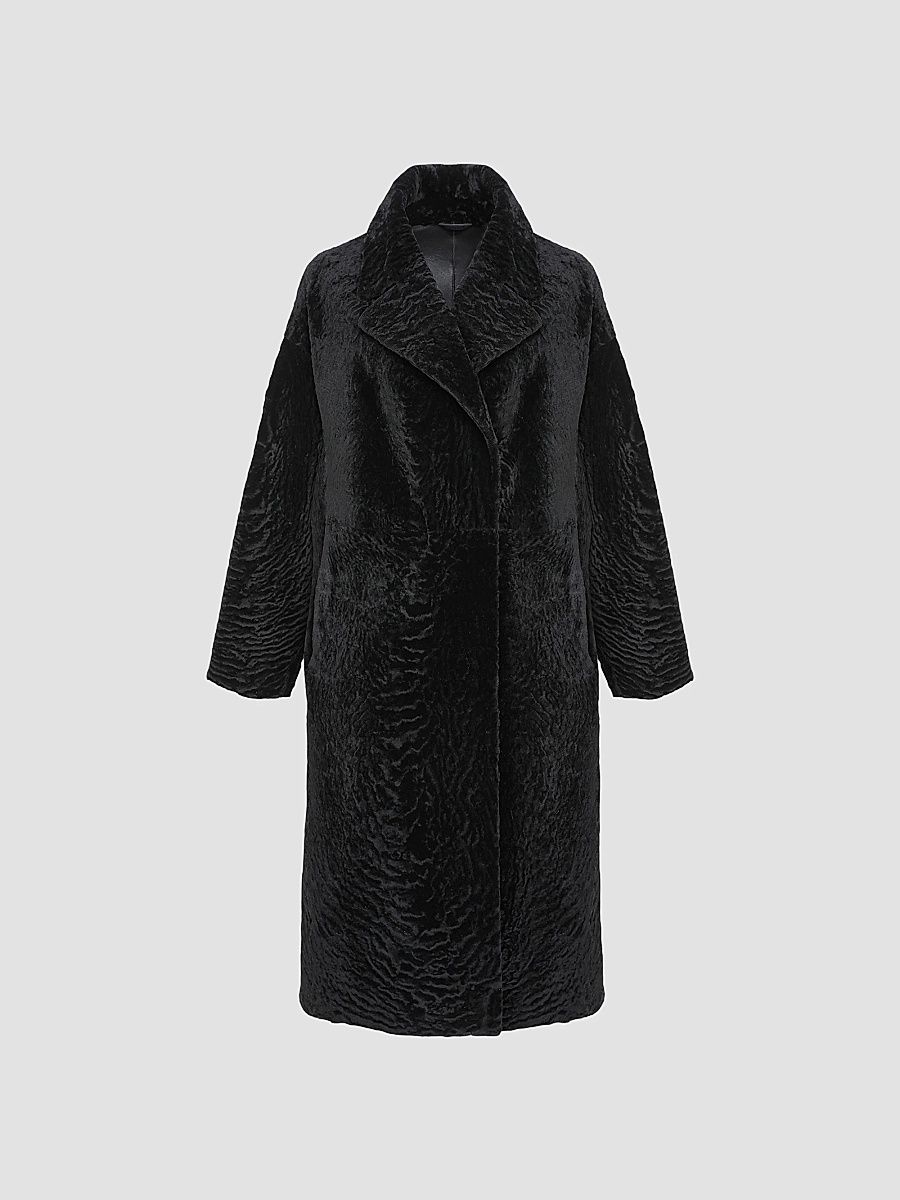 Gorski Women's Reversible Textured Shearling Lamb Short Coat - Black - Size XL