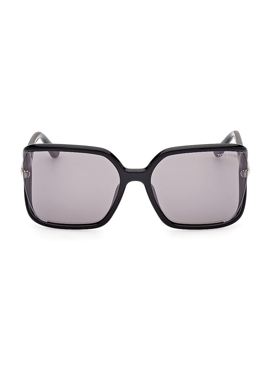 Women's Solange-02 60MM Square Sunglasses - Black Smoke Mirror