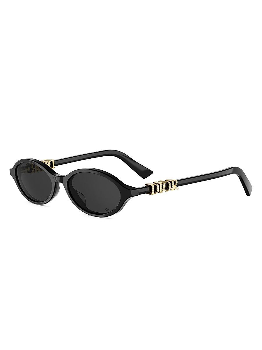Women's DiorTreasure R1I Logo Oval Sunglasses - Black