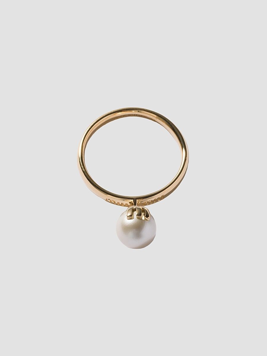 Women's Metal and Pearl Ring - Gold - Size Small