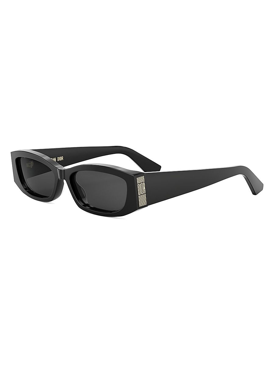 Women's DiorGraphique S1I 56MM Rectangular Sunglasses - Shiny Black Smoke