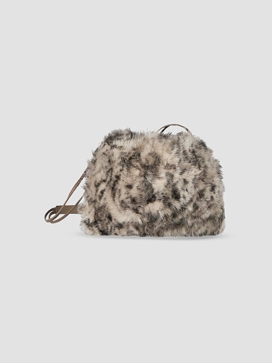 Women's Lynx-Effect Pouch Bag with Monili - Beige