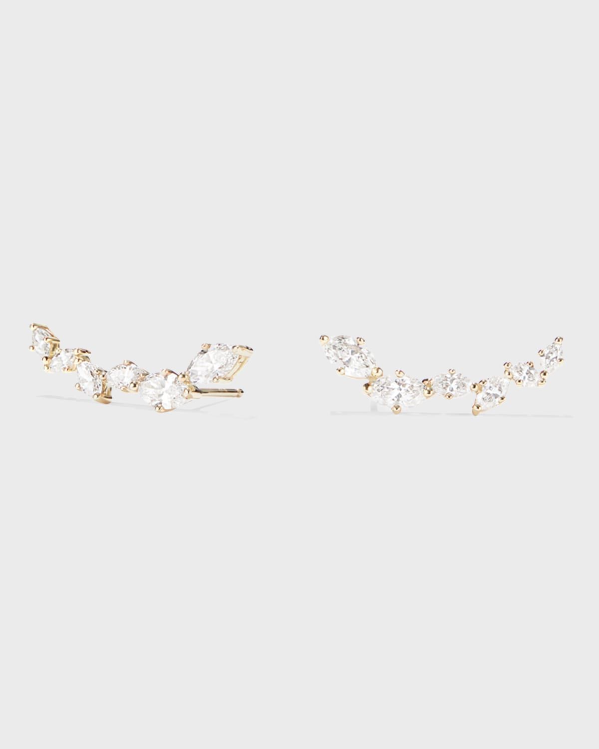 14k Graduated Marquise Diamond Ear Crawlers