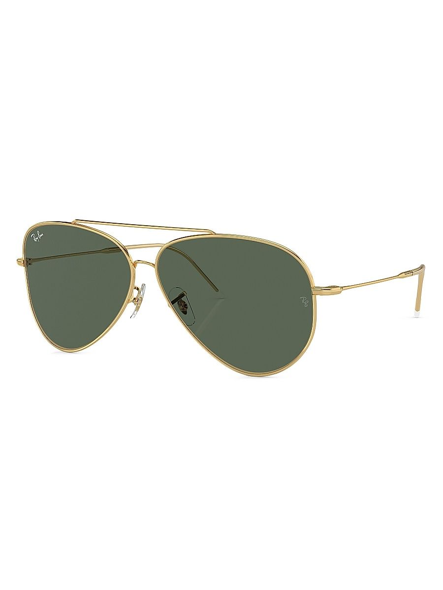 Men's RBr0101s 59MM Aviator Sunglasses - Gold Flash Dark Green