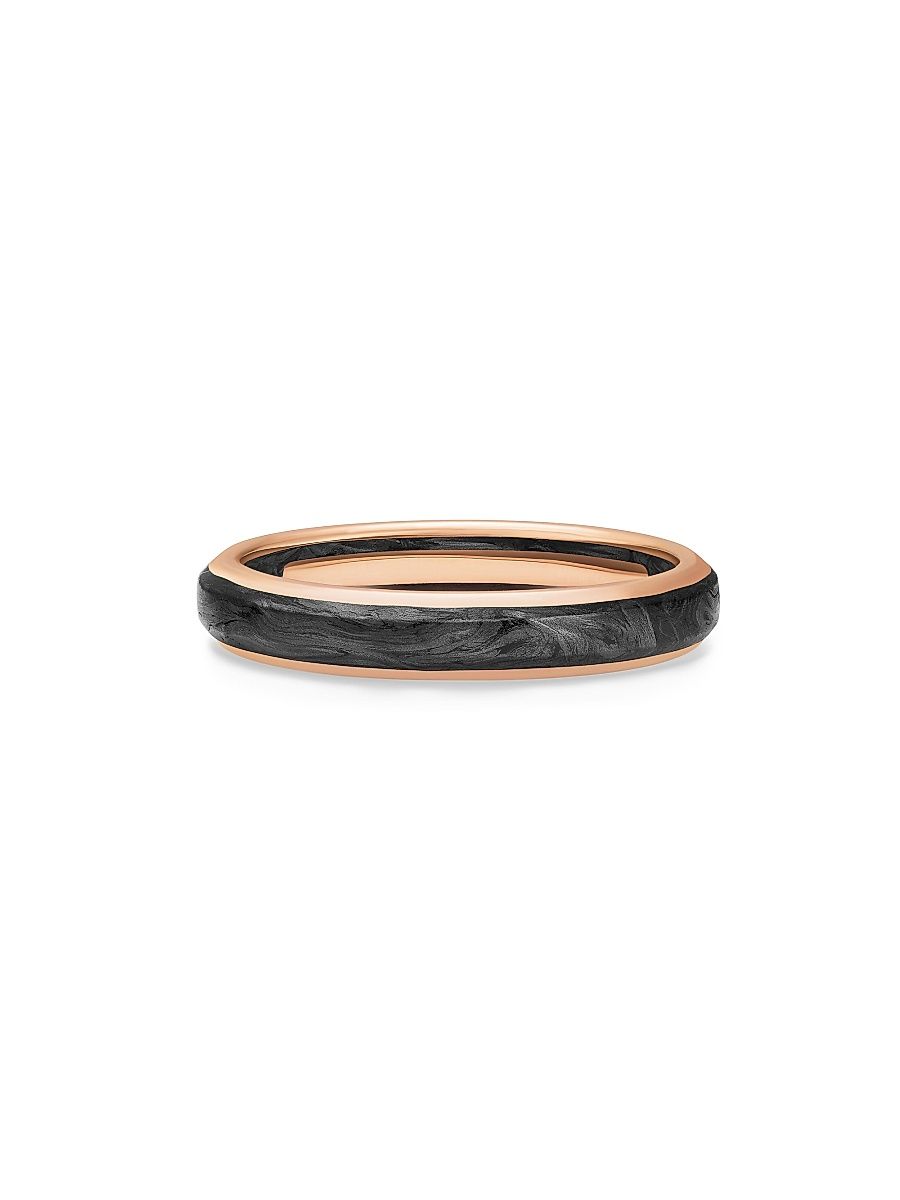Men's Streamline Band Ring in 18K Rose Gold - Forged Carbon - Size 10