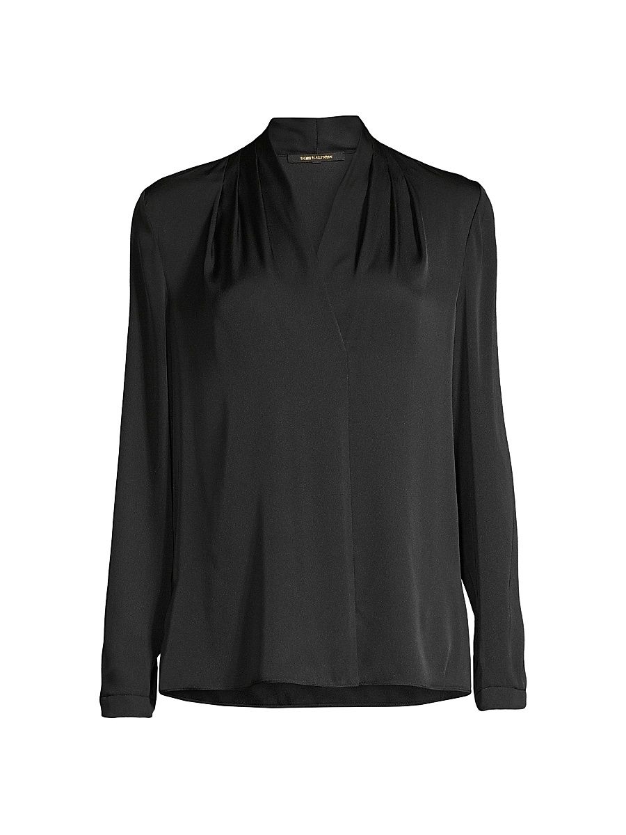 Women's Nellie Silk-Satin Blouse - Black - Size XXL