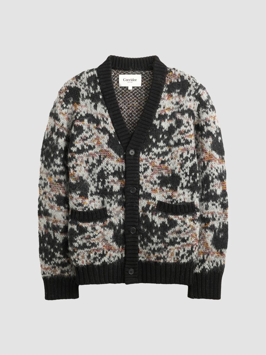 Corridor Men's Nightingale Cotton-Alpaca-Blend Cardigan - Black - Size XXL