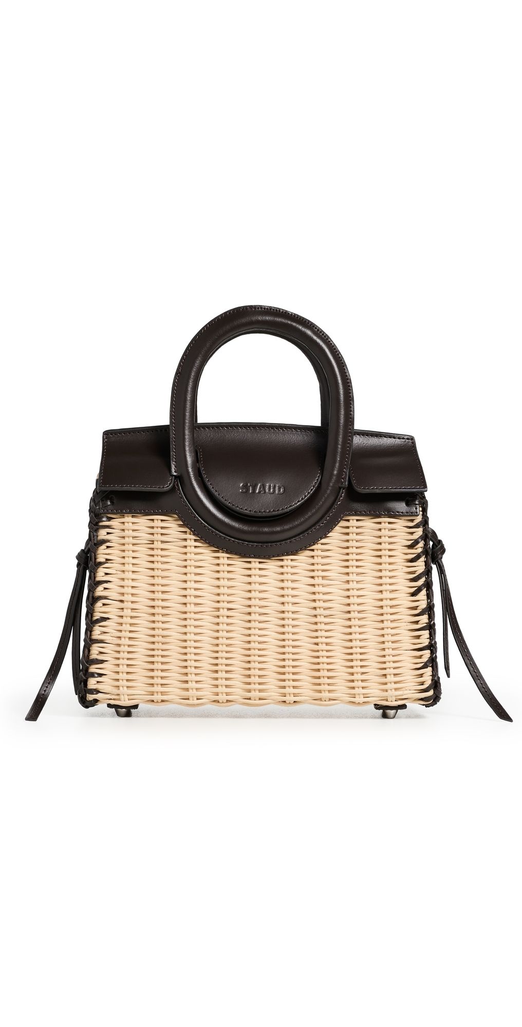 STAUD Maude Mini Wicker Carryall Satchel Natural/Espresso One Size