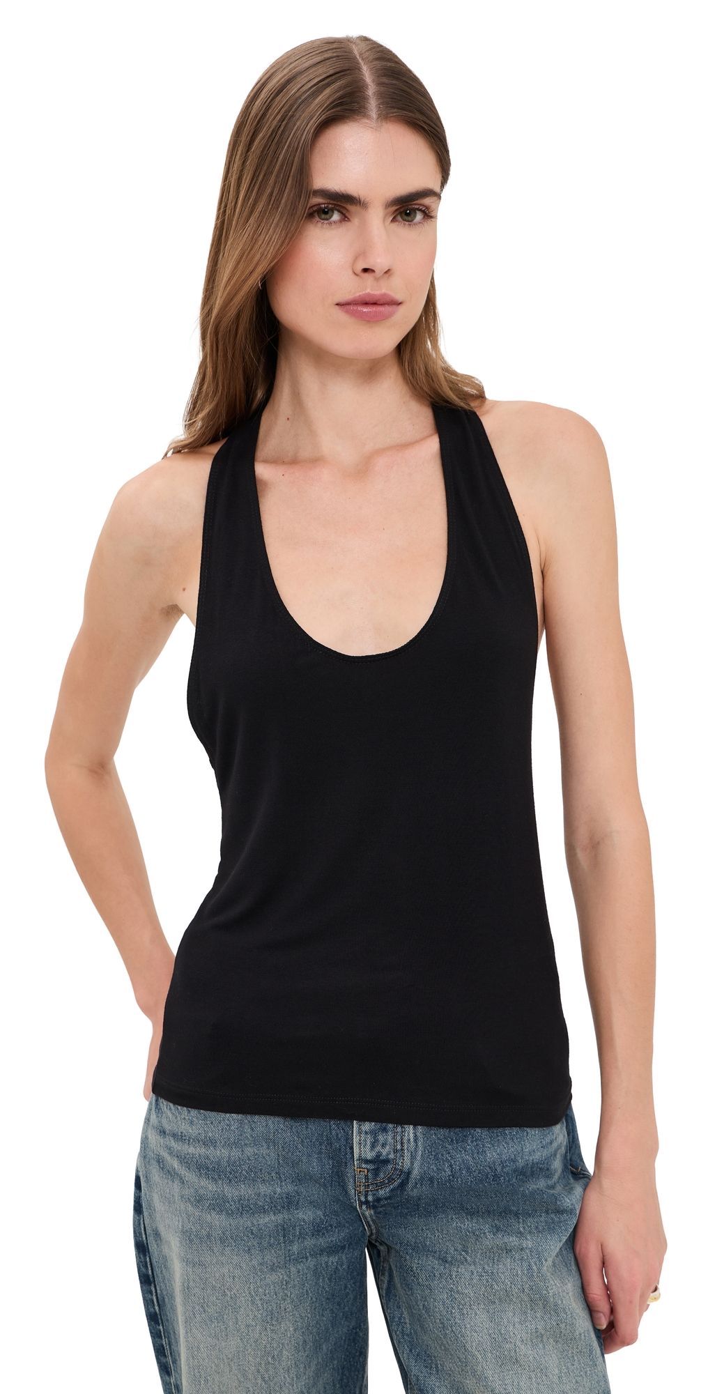 EB Denim Valley Racer Tank White L