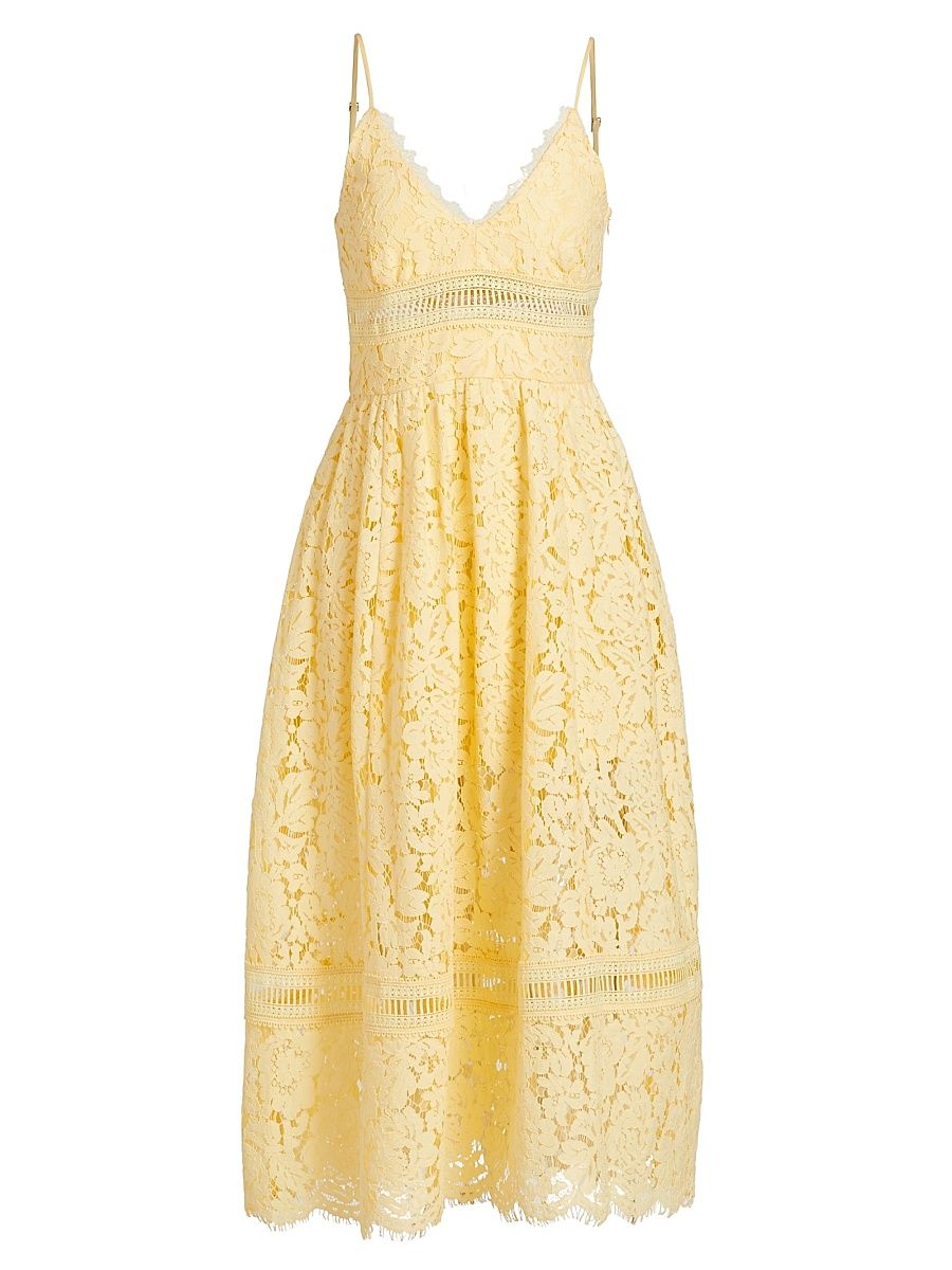 Women's Emma Corded Lace Midi-Dress - Citrine - Size XL
