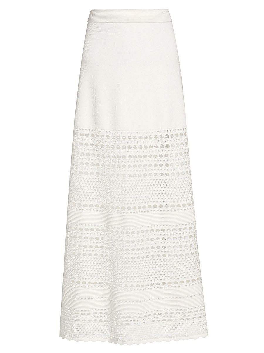 Women's Westly Open Stitch Knit Maxi Skirt - Ivory - Size Large