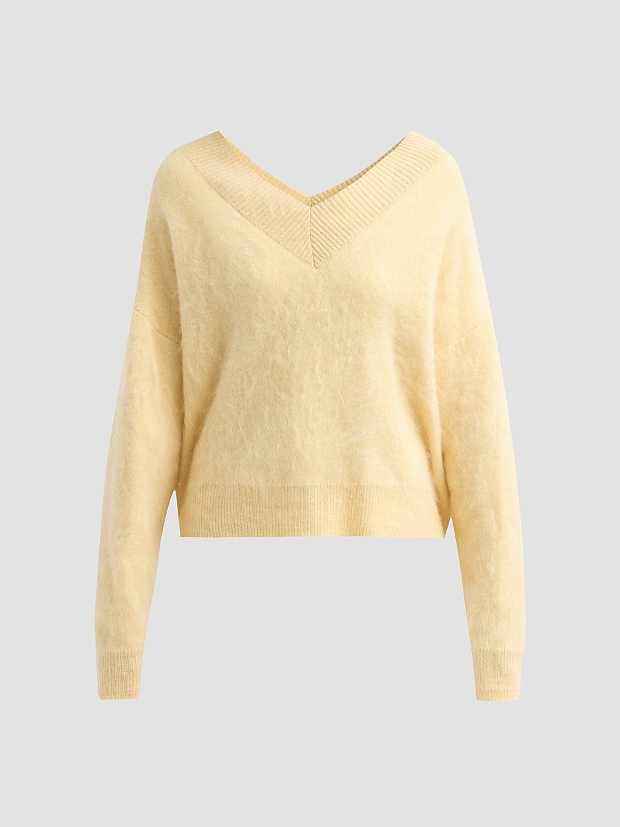 Women's Grizzly Double V Cashmere Sweater - Butter - Size Small