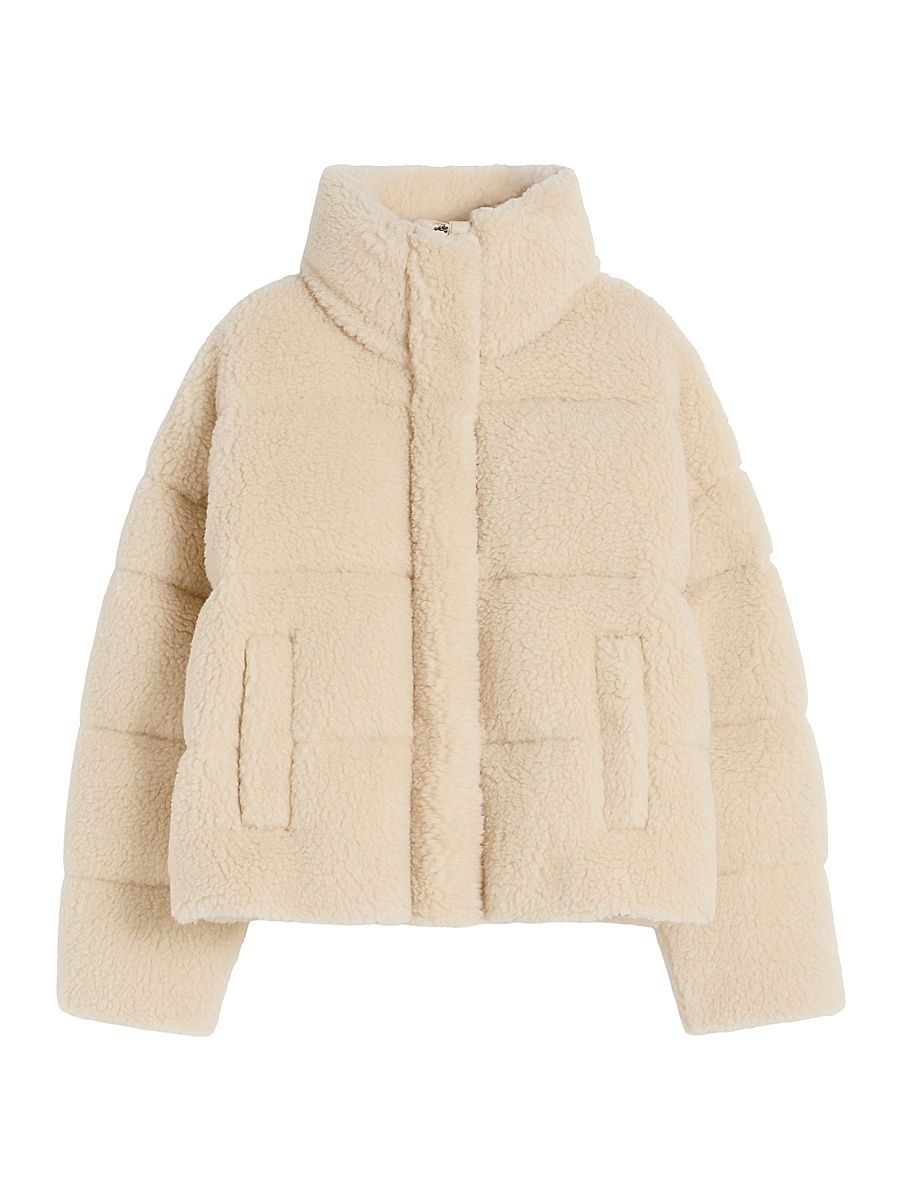 Women's Cropped Wool Down Jacket - Ivory - Size 12