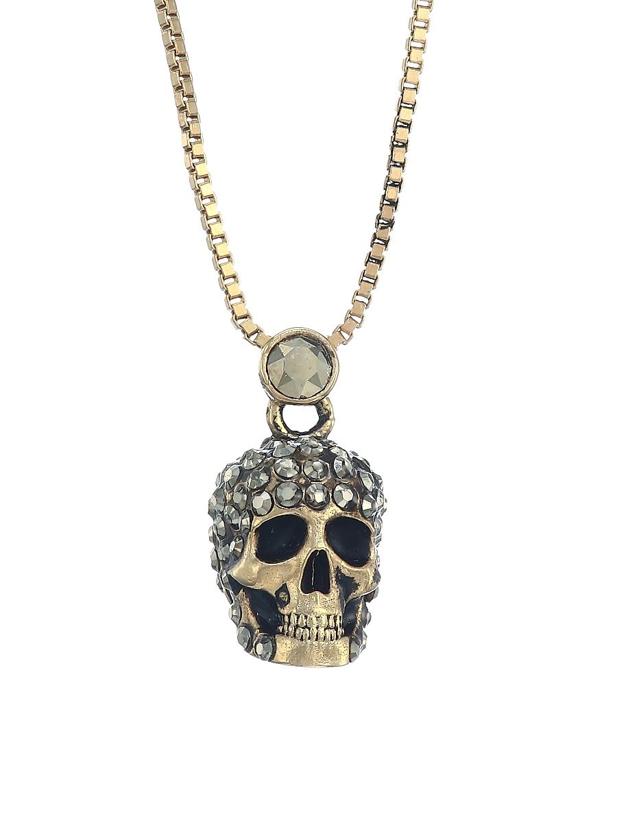 Women's Crystal Skull Goldtone Pendant Necklace - Cigar Rust