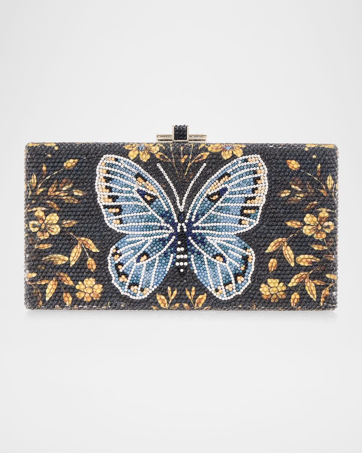 Midnight Butterfly Crystal Clutch Bag