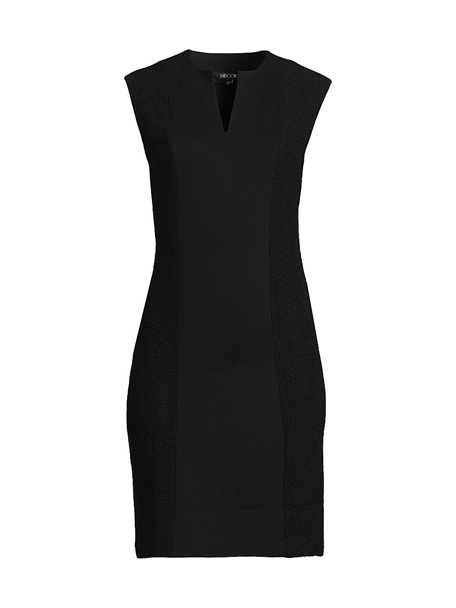 Women's Mixed-Media Sheath Dress - Black - Size XXL