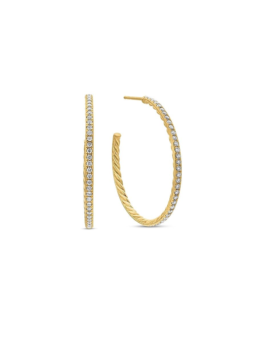 Women's Pavé Hoop Earrings in 18K Yellow Gold - Diamond