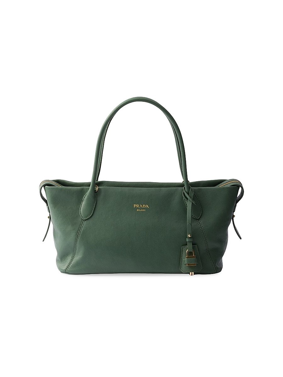 Women's Leather Top Handle Bag - Green