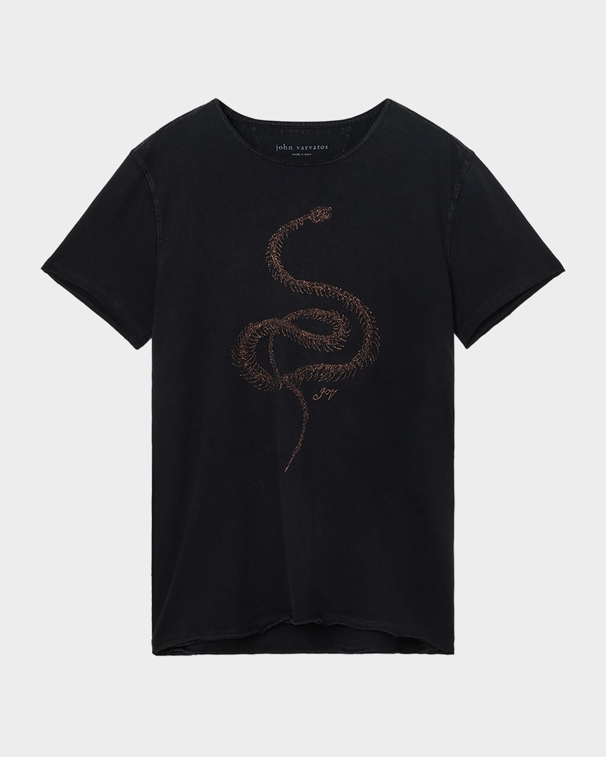 Men & apos;s Fine Line Embroidered Snake T-Shirt