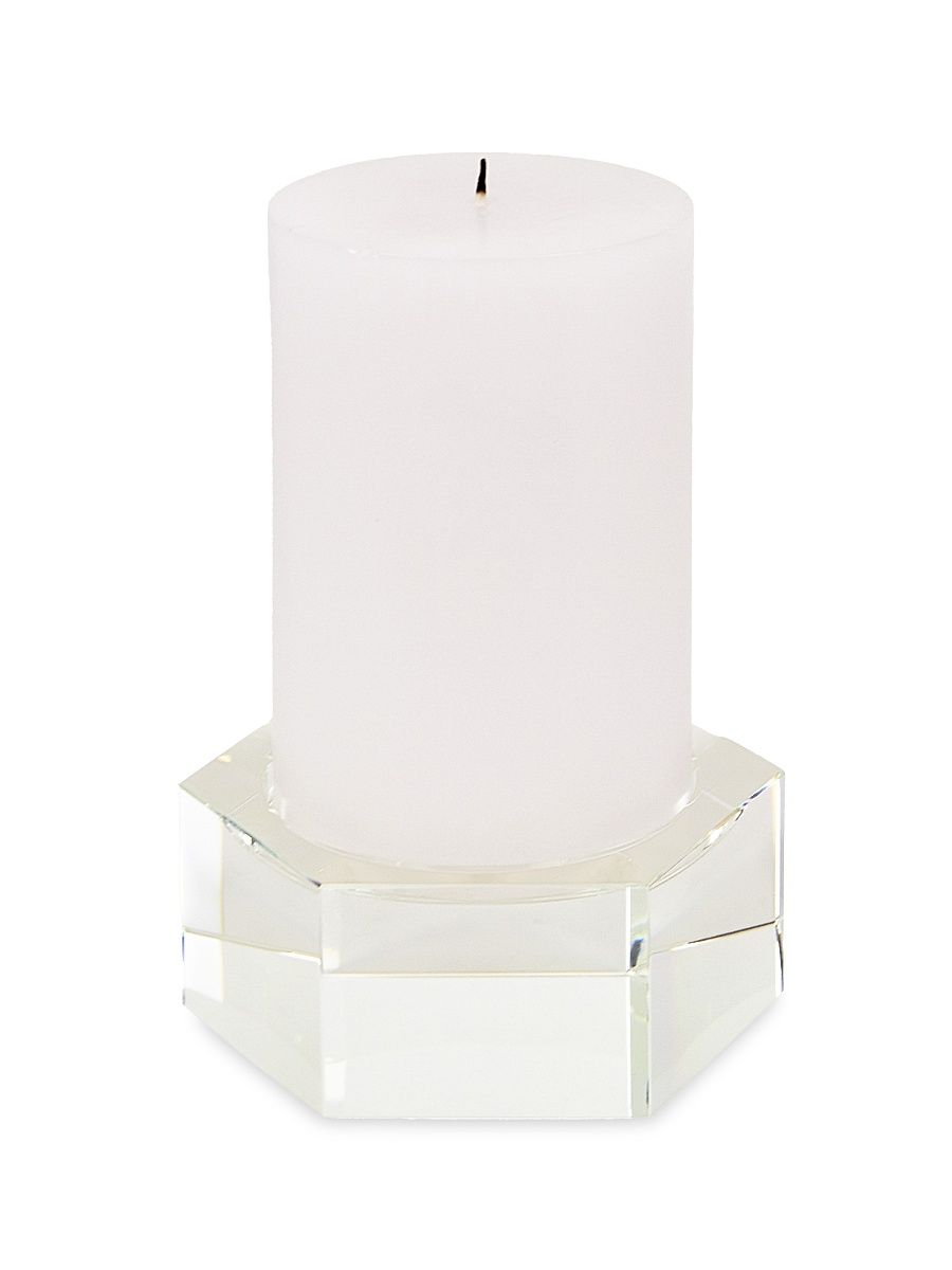 Clear Crystal Hexagon-Cut Candleholder - Clear - Size Medium
