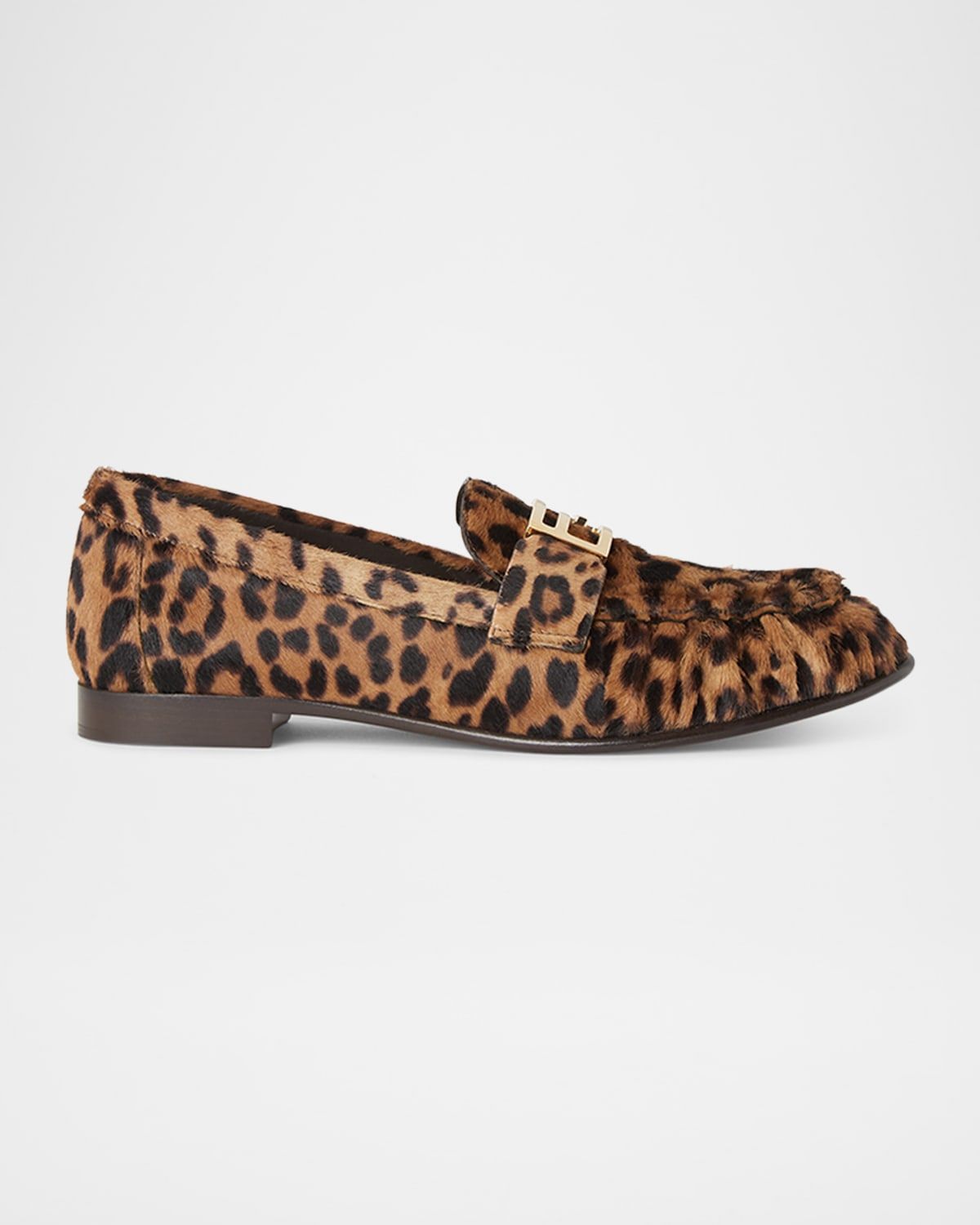 Leopard Pony Hair Baguette Ruched Loafers