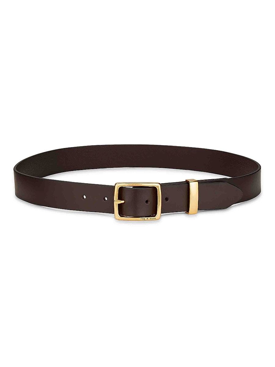 Women's Boyfriend Leather Belt - Dark Espresso - Size Medium