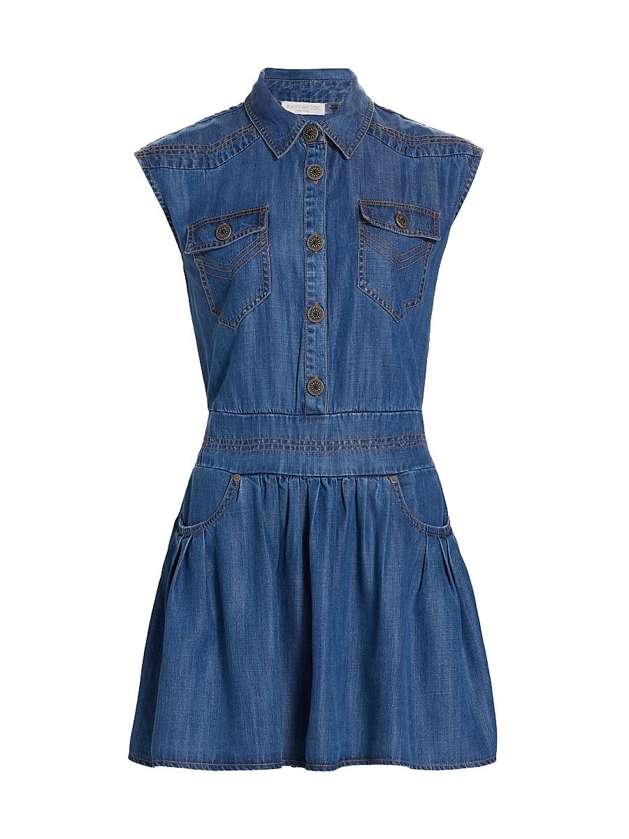 Women's Paxton Stitched Flounce Minidress - Chambray - Size Large