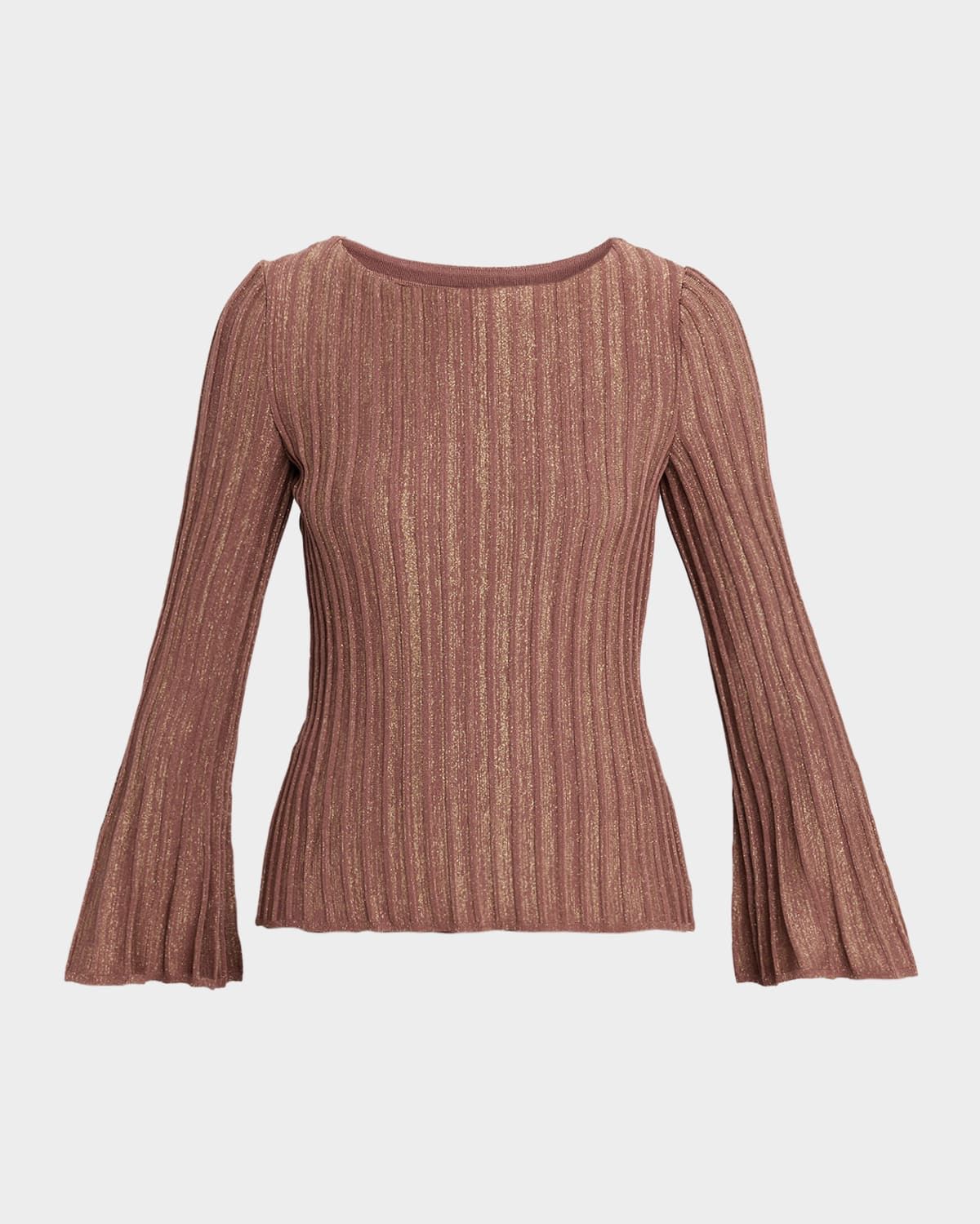 Shimmer Flare-Sleeve Rib Knit Tunic