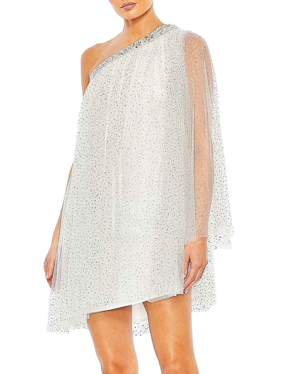 Women's Rhinestone A-Line Mini Dress - White - Size 2