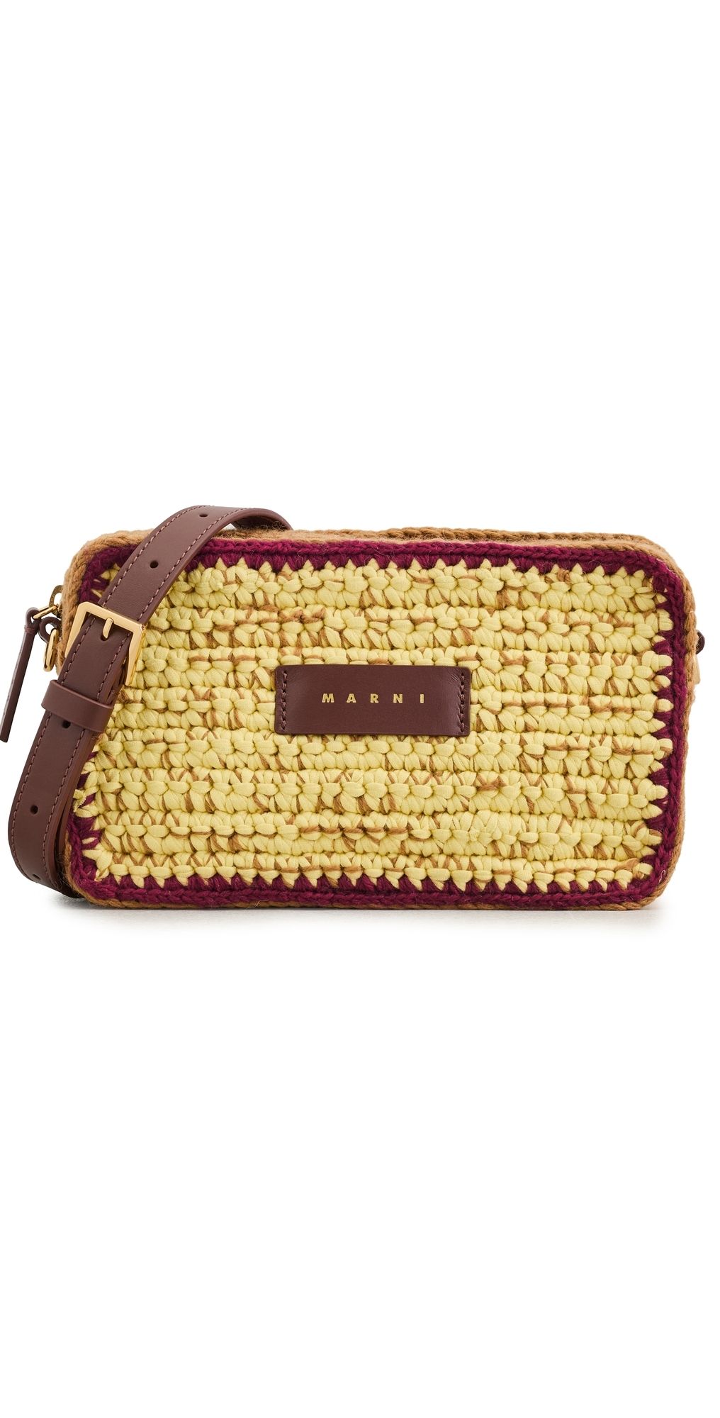 Marni Knitted Camera Bag Curds/Ruby Wine/Yellow Cream One Size