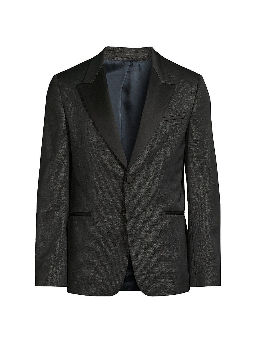 Men's Metallic Woven Dinner Jacket - Black - Size 44
