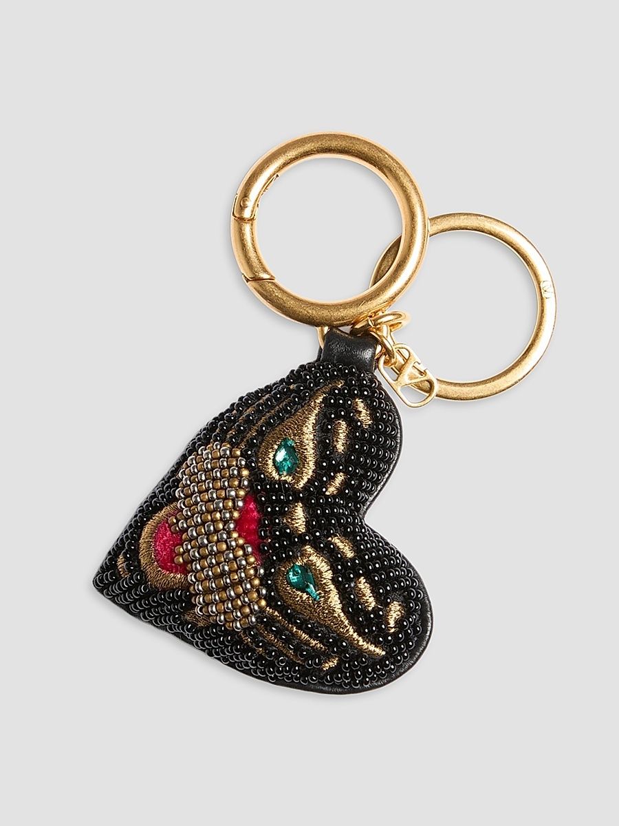 Women's Bag Charm with Keychain in Nappa - Multicolor Black