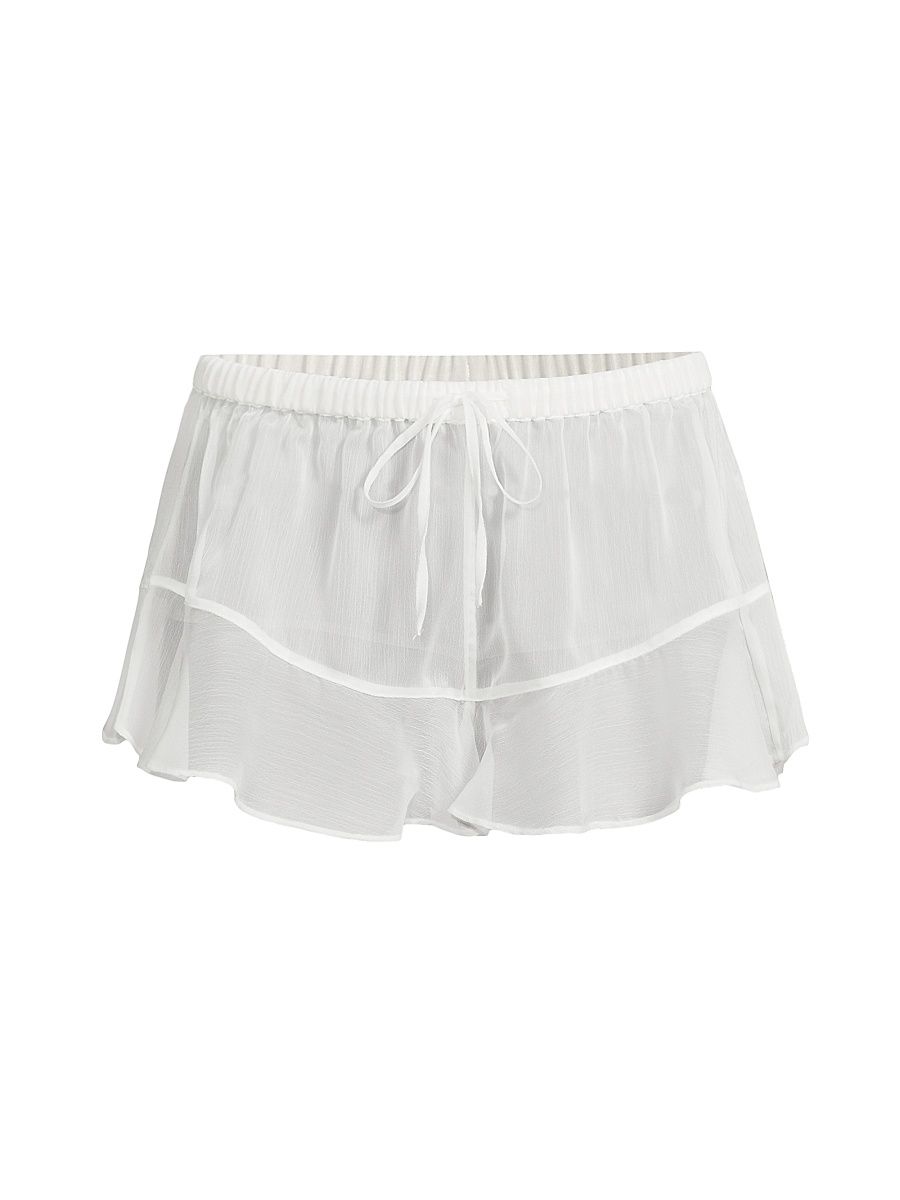 Women's Shay Semi-Sheer Swim Shorts - Cream - Size Large