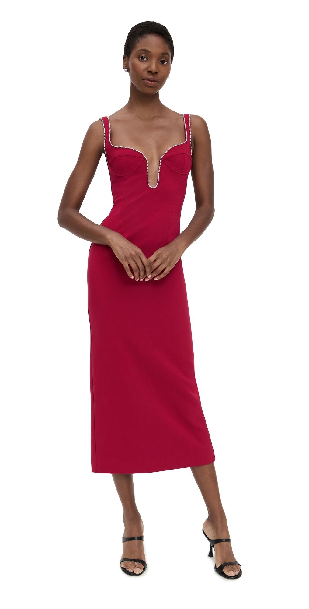 BARDOT Brooklyn Diamonte Midi Dress Burgundy 8