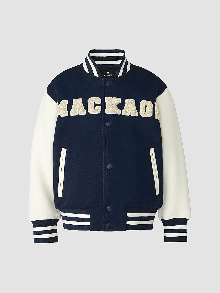 Kid's Nels Varsity Bomber Jacket - Marine Blue - Size 8