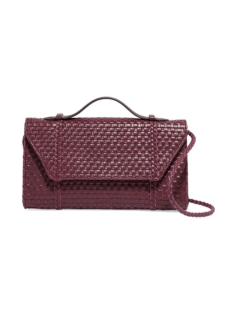 Women's Chelsea Leather Woven Convertible Clutch - Royal Plum