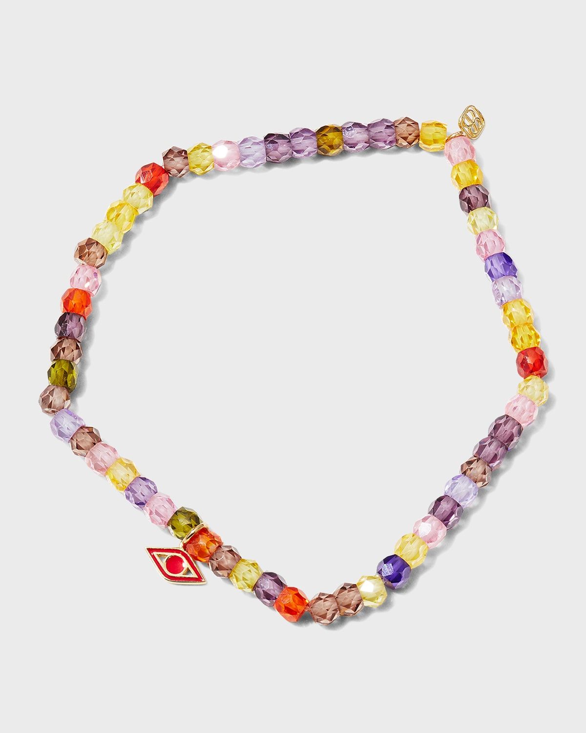 3mm Rainbow Bead Bracelet with Evil Eye Charm