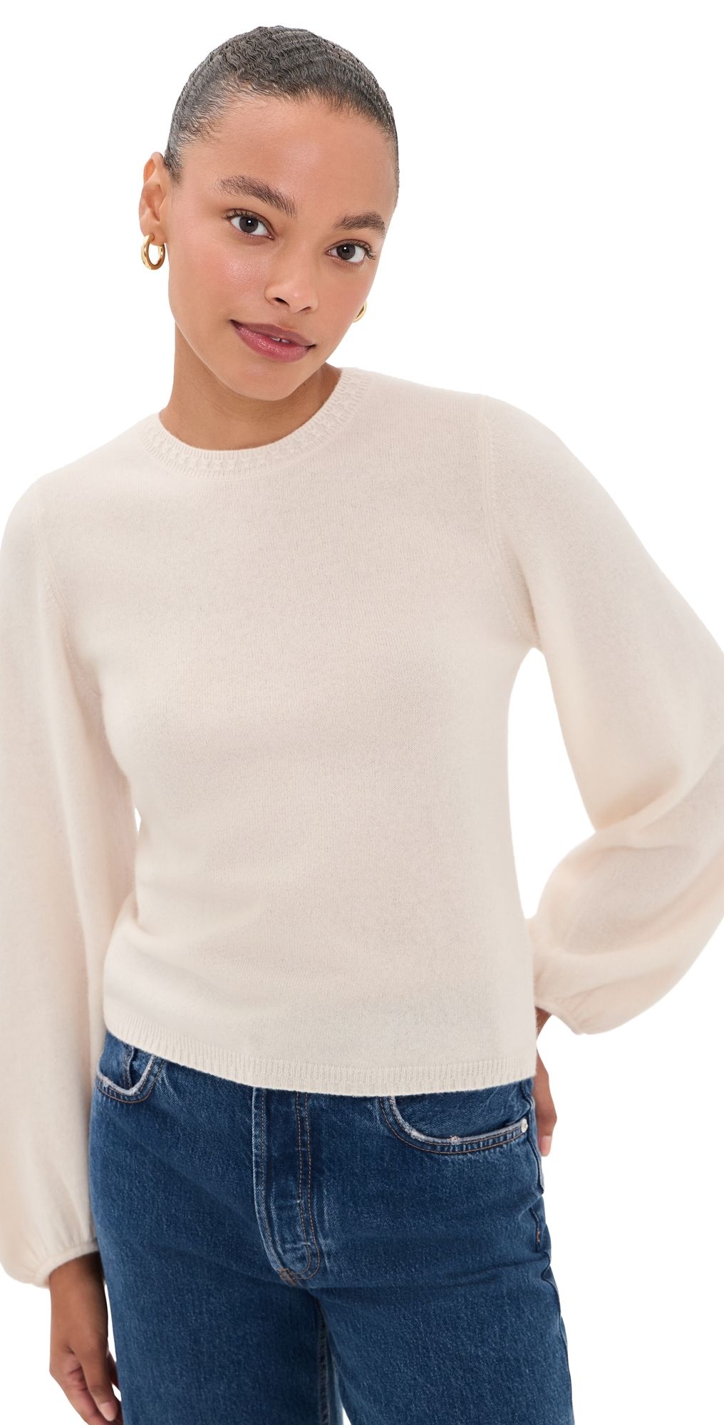 Tanya Taylor Marina Cashmere Sweater Ivory XS